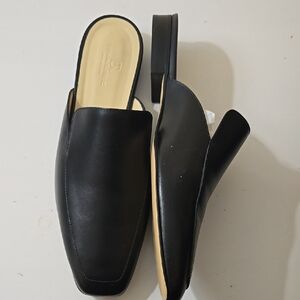 Banana Republic Black Leather Mules/Slides